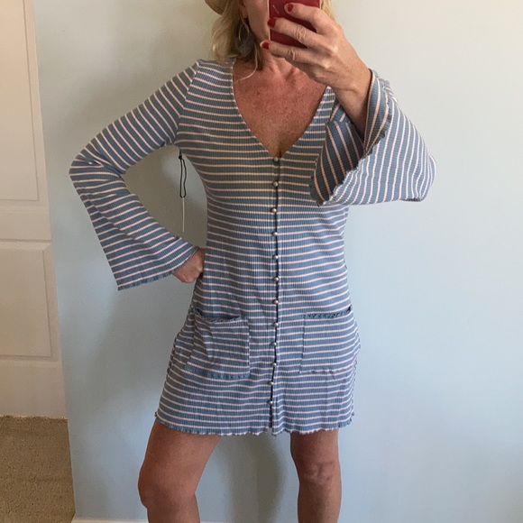 Blue & Pink Stripe Mini Dress - Picture 3 of 11